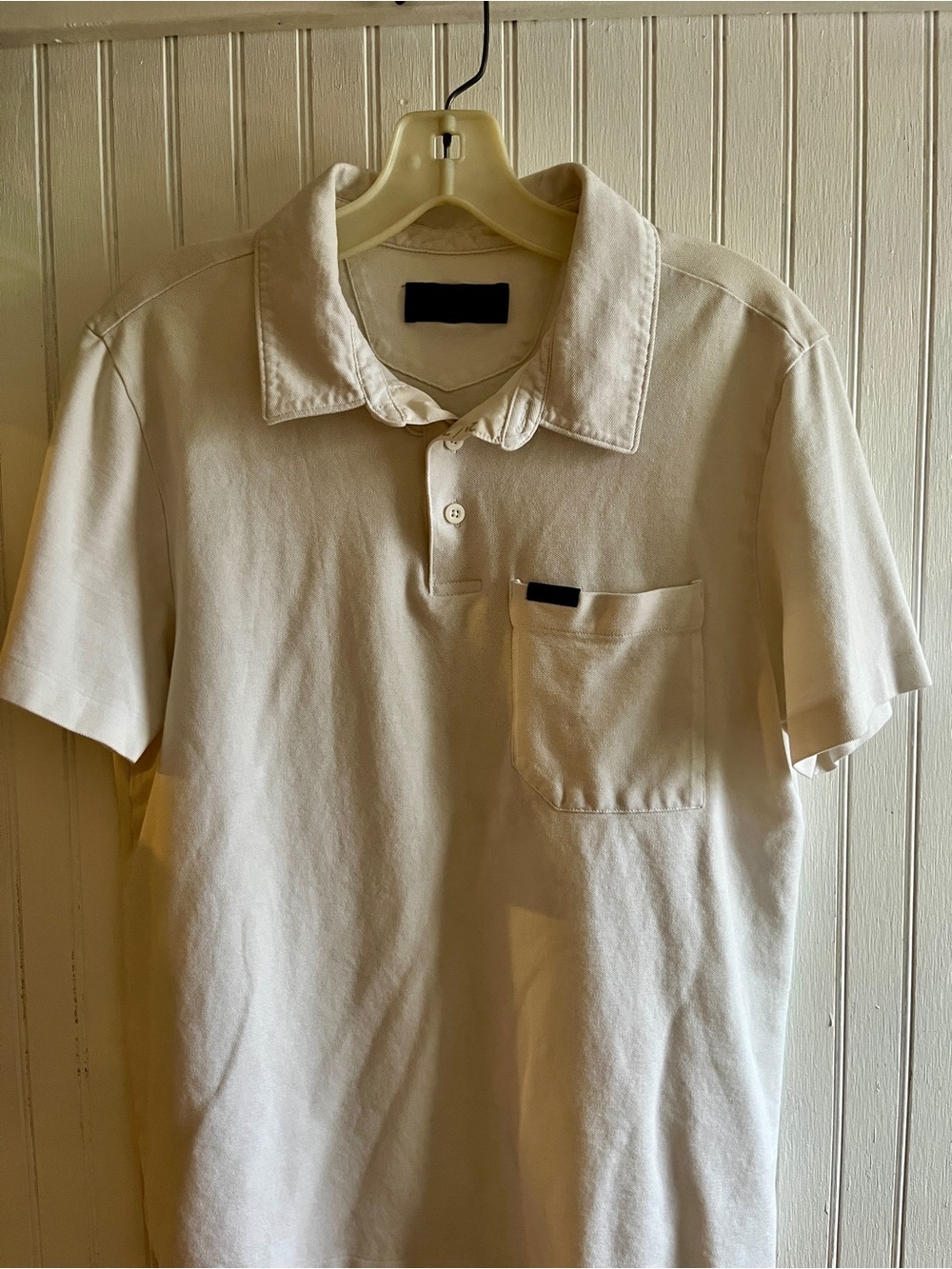 Men's White Short-Sleeve Pocket Polo Shirt